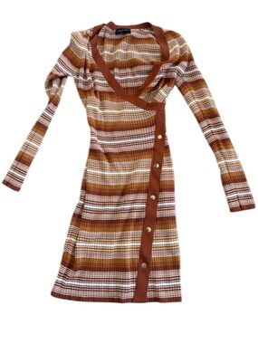 Everly Striped Brown and White Dress